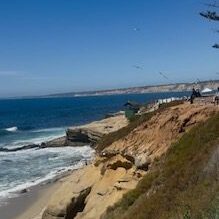 Cliffs and sandy beach with ocean view